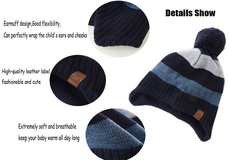 Moon Kitty Baby Boys Girls Beanie Hats Winter Fleece Skiing Winter Caps with Warm Ear Flap - Image 4